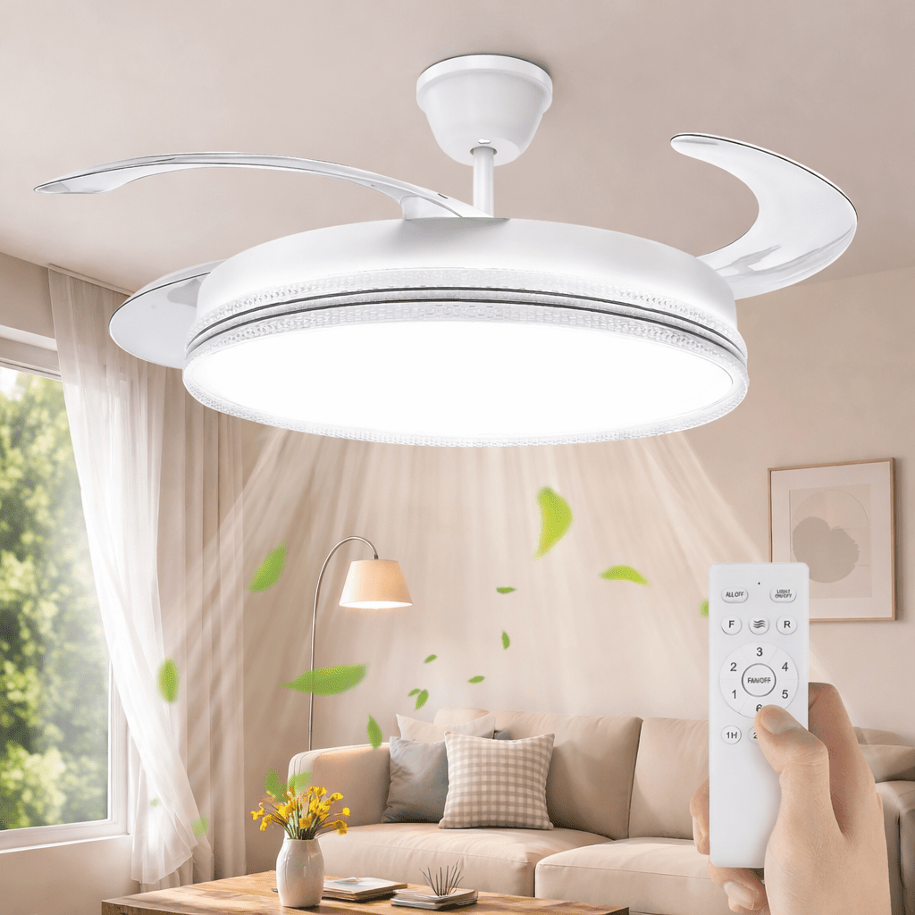 Stylish Retractable Ceiling Fan with LED Light and Easy Remote Control - Bumble Shop