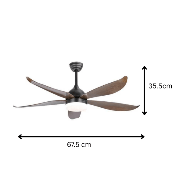 5 Blade Ceiling Fan with Light & Remote Control – Modern Dark Wood Design - Bumble Shop