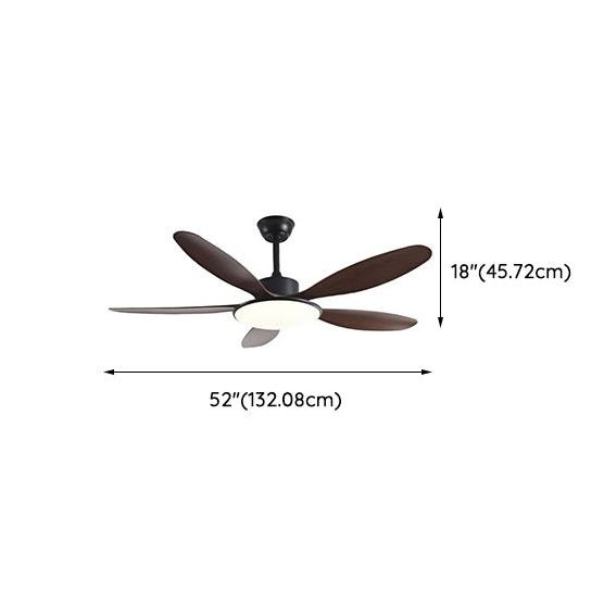 5 Blades Modern Art Ceiling Fan with Light + Remote Control - Dark Wood - Bumble Shop