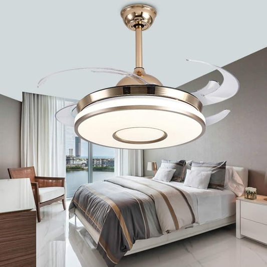 42" Modern Retractable Ceiling Fan with LED Light &amp; Remote Contro - Bumble Shop