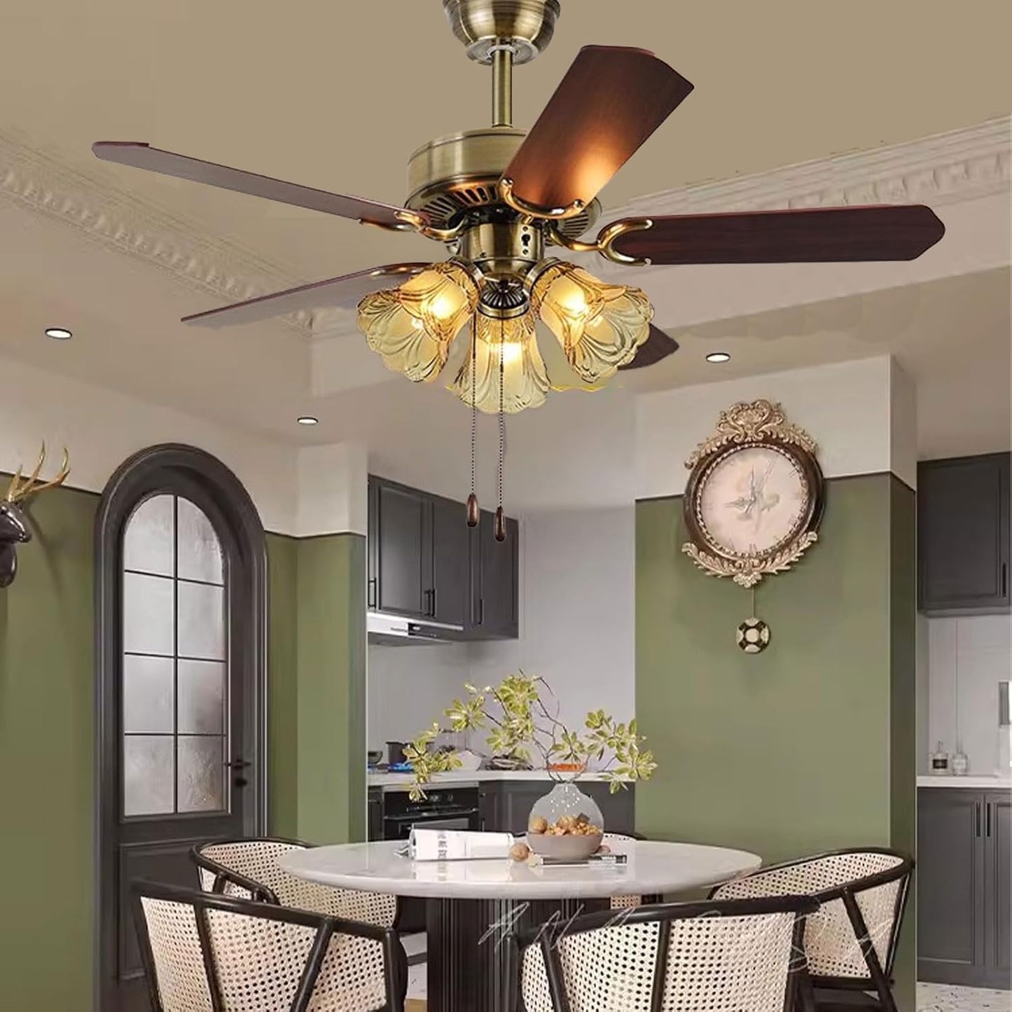 Summer Wind Luxury 5-Blade Ceiling Fan with Integrated 4-Light LED & Remote control for Bedrooms and