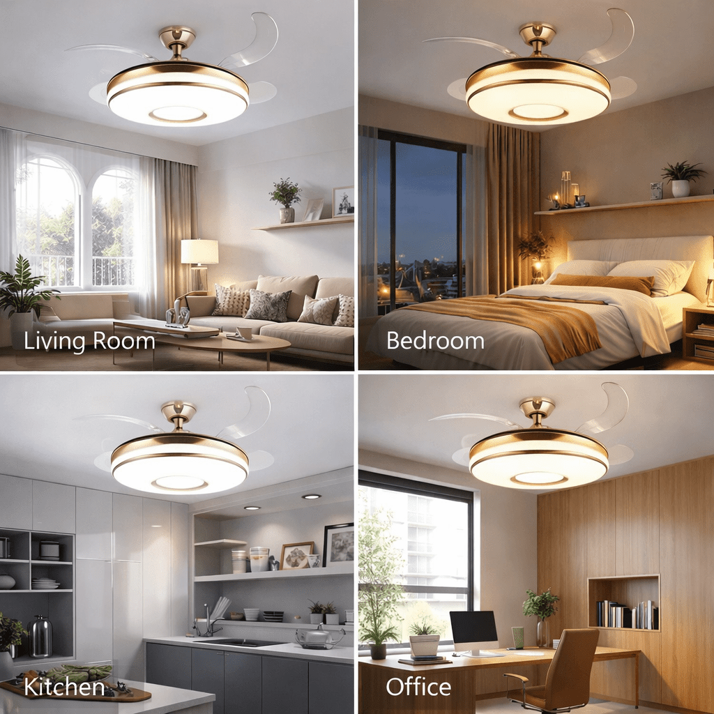 Stylish Retractable Ceiling Fan with LED Light and Easy Remote Control - Bumble Shop