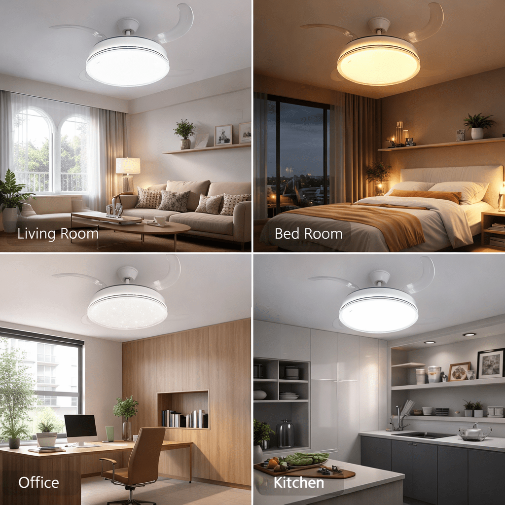 Stylish Retractable Ceiling Fan with LED Light and Easy Remote Control - Bumble Shop