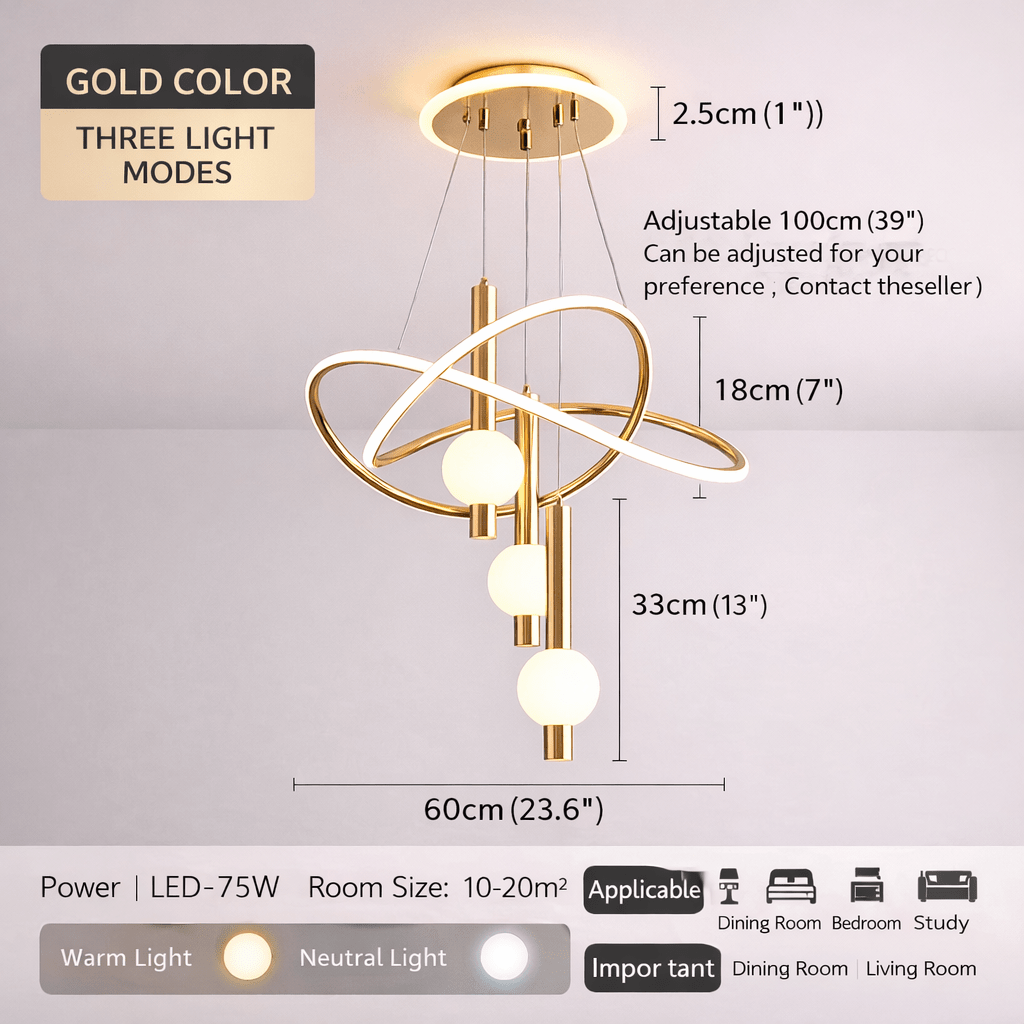 Modern 3 - Light LED Pendant Chandelier Ceiling Light for Dining Room & Living Room - Bumble Shop