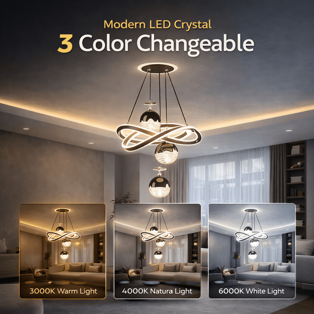 Luxury Modern LED Crystal Pendant Chandelier with Geometric Ring Design & Spherical Glass Lights - Bumble Shop