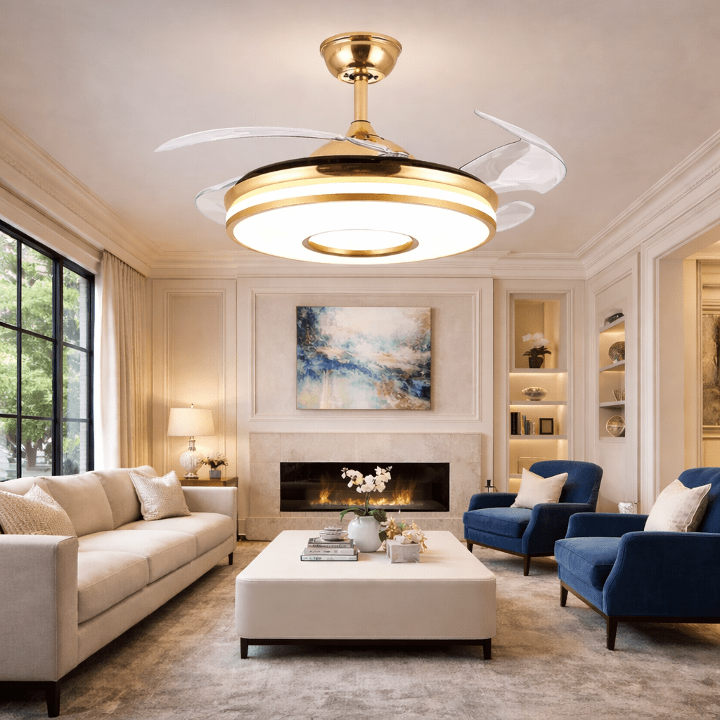 Stylish Retractable Ceiling Fan with LED Light and Easy Remote Control - Bumble Shop