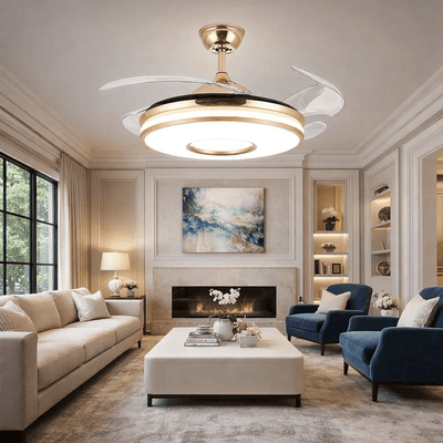 Stylish Retractable Ceiling Fan with LED Light and Easy Remote Control - Bumble Shop