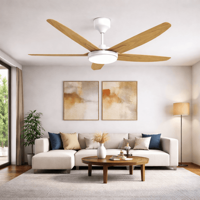Modern Art Ceiling Fan with LED Light & Remote Control - 30W Cooling + 20W Light - Bumble Shop