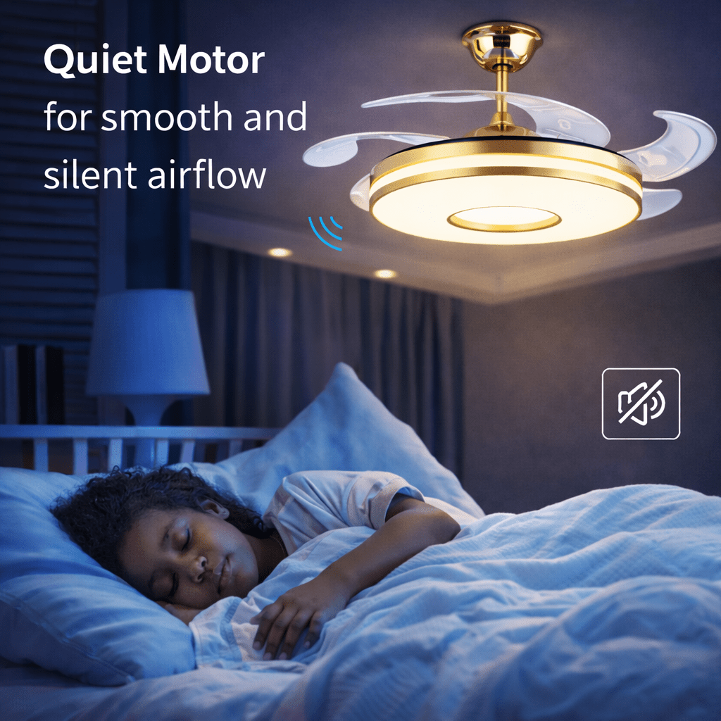 Stylish Retractable Ceiling Fan with LED Light and Easy Remote Control - Bumble Shop