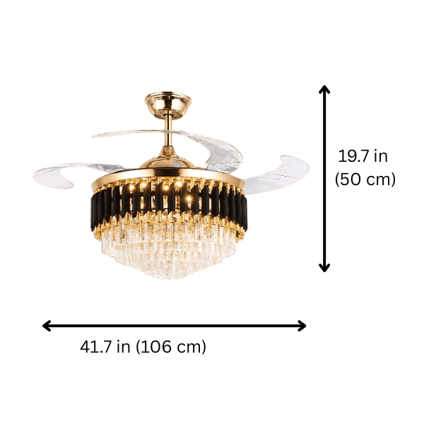 Modern Retractable Crystal Chandelier Ceiling Fan with LED Light, Bluetooth Speaker & Remote - Bumble Shop
